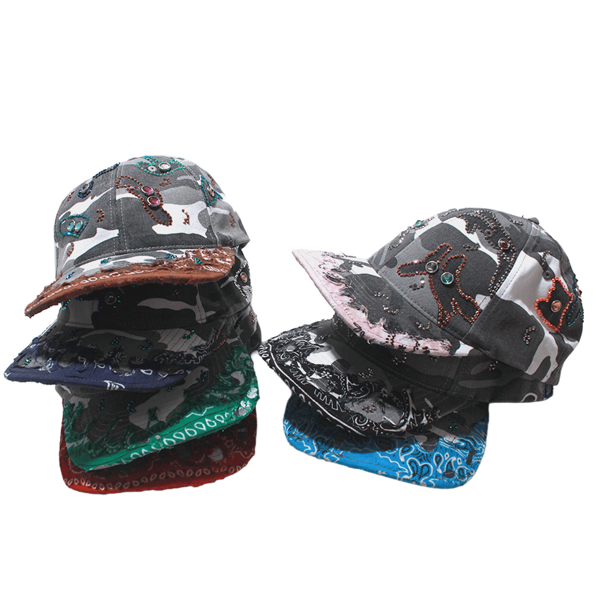 RIVA × DUGOUT PAISLEY CAMO STUDS CAP BLACK